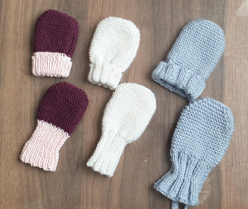 Tricot bébé bio 100% coton et laine, fait main et personnalisable, guide des tailles-moufles
